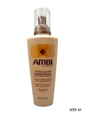 Ambi Even and Clear Foaming Cleanser Clears Skin Acne Breakouts 6 oz New - $24.75