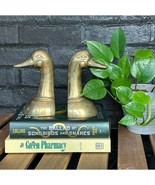 Mid Century Modern - Set of Gold, Heavy Brass Mallard Duck Head Bookends - £59.89 GBP