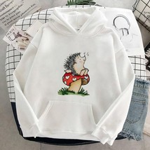 Womens white Tops Sweatshirt Fashion Funny Heehog Printing woman&#39;s Pullover Fall - £54.20 GBP