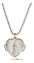 Locket Necklace Sterling Silver 18&quot; Angel Wings Heart Locket Necklace - £55.82 GBP+