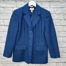Talbots Womens 3-Button Blazer Jacket Blue Wool Size 6 Boyfriend - £39.62 GBP