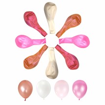 100 Pcs 12 Assorted 4 Pearlized Colors Latex Balloons Pink Rose Gold White Large - £11.73 GBP