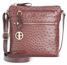 Giani Bernini Burgundy Wine Red Embossed Faux Ostrich Crossbody Bag Handbag - £30.67 GBP