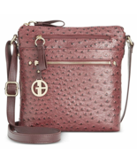 Giani Bernini Burgundy Wine Red Embossed Faux Ostrich Crossbody Bag Handbag - £30.56 GBP