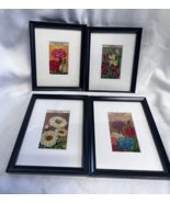 Lot of 4 Antique Matted And Framed Colorful French Flower Label Seed Pac... - £31.56 GBP