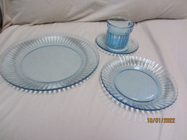 Fortecrisa Ice Blue 4 Piece Translucent PLACE SETTING FOR 1 Mexico - £7.85 GBP