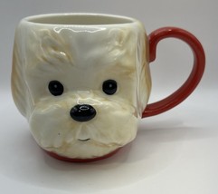 West Elm Poodle Dog Coffee Mug Doggie Tea Cup Dog Lovers Brown White Bla... - $16.99