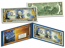 STARRY NIGHT by Vincent van Gogh Genuine Legal Tender Colorized U.S. $2 Bill - £11.00 GBP