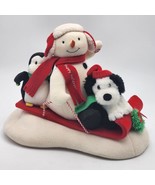 Hallmark Jingle Pals Sleigh Ride Christmas Snowman with Dog &amp; Penguin Di... - $25.23