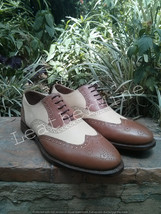Two tone leather corespondent shoes for men handmade on custom size all ... - $170.99