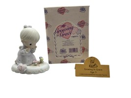 Precious Moments Growing in Grace Age 3 Girl Watching Flowers Figurine 136220 - $10.39