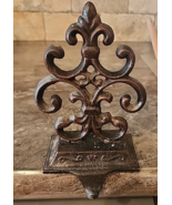 Vintage Black Cast Iron Christmas Stocking Holder Hanger Fleur De Lis 7&quot; - €21,49 EUR
