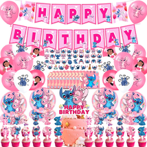 Pink Lilo and Stitch Birthday Decorations for Girls, Lilo and Stitch Party Suppl - £19.19 GBP