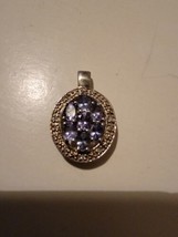 925 Sterling Silver Pendant For Necklace Purple Lavender Gemstones - £33.39 GBP