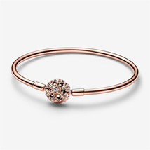 S925 Sterling Silver Moments Sparkling Snowflake Clasp Bangle,Gift for Her - $391.25 MXN