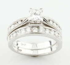 Platinum Women&#39;s 0.56 Ct Princess Cut Wedding Set with Round Accent Ston... - $107,330.37 MXN