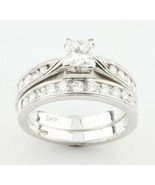 Platinum Women&#39;s 0.56 Ct Princess Cut Wedding Set with Round Accent Ston... - $107,330.37 MXN