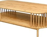 Oval Coffee Table, Bamboo Coffee Table For Living Room, 2-Tier Wooden Fa... - $279.99