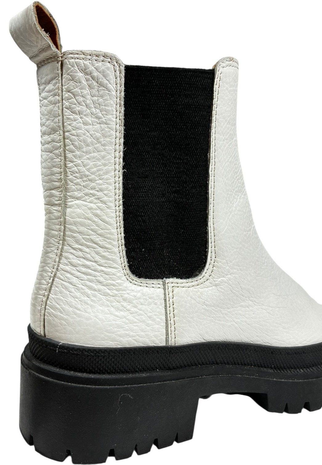 Lucky Brand womens 7M Ellerey White Leather Pull-on Lug Sole Chelsea Booties Item image 9