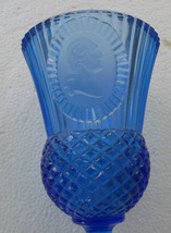 Vintage Avon Blue Color Collectible Cut Glass Wine Goblet George Washington Fost - $18.99