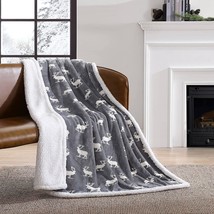 Reversible Sherpa Fleece Cover, Soft And Cozy, Ideal For Bed Or Couch, Elk - £31.16 GBP
