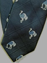One Pride of England Neck Tie/Necktie Vintage Navy Blue 56&quot; x 3.75&quot; ostrich - £14.22 GBP