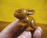 Y-BUN-SI-703) little tan Jasper BUNNY RABBIT gemstone STONE carving FIGU... - $24.99