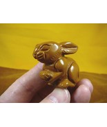 Y-BUN-SI-703) little tan Jasper BUNNY RABBIT gemstone STONE carving FIGU... - $24.99