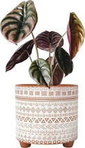 6 Inch Terracotta Planter Pot, Geometric Design Plants Pot With Drainage, 1 - £27.85 GBP