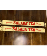 VTG ADVERTISING  SALADA TEA PORCELAIN DOOR PUSH BAR STORE SHOP Set of Tw... - $11,403.92 MXN