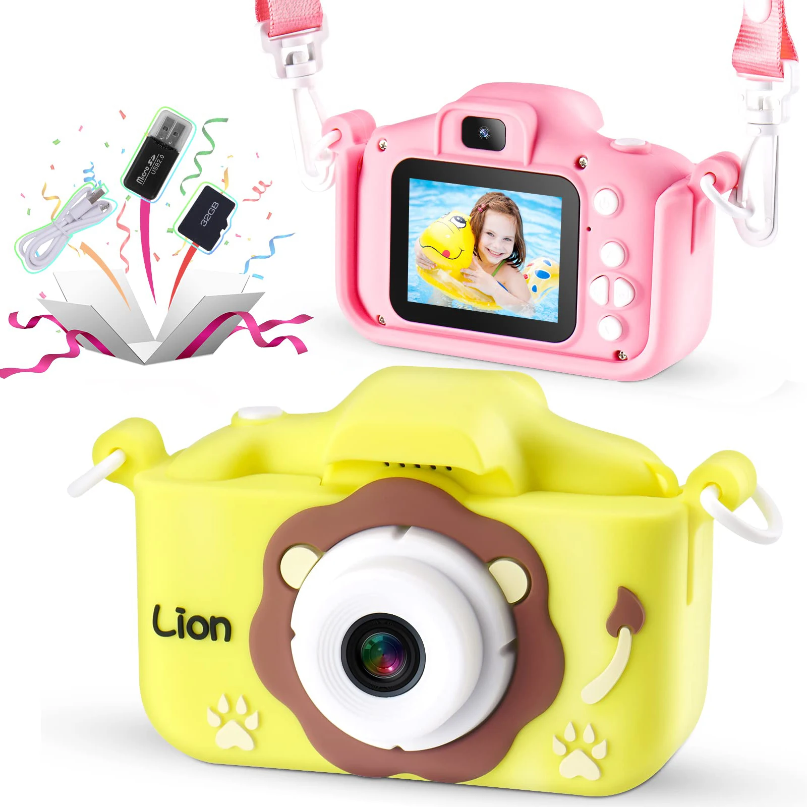 Kids Camera Upgrade HD Selfie Digital Camera Cartoon Toys Mini Camera Birthday - £26.95 GBP+