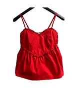 Love on a Hanger Y2K Tank Top Womens S Red Heart Ruffle Babydoll Coquett... - $38.42 CAD