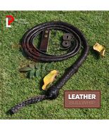 RealLeather Bullwhip 4–16 Foot 16-Plait Handmade Dark Brown Functional B... - $48.39+