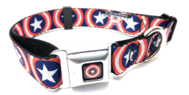 Buckle Down Marvel Captain America Shield Large 13&quot; - 21&quot; Neck Dog Collar - £19.33 GBP