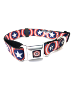 Buckle Down Marvel CAPTAIN AMERICA Shield Large 13&quot; - 21&quot; Neck Dog Collar - £19.50 GBP