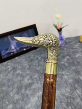 Wooden Walking Stick Vintage Style Solid Brass Duck Head Handle Victoria... - $36.99