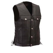 Leather Jacket Vest Biker Motorcycle Vintage Men Coat Mens Retro Moto Black 22 - £26.72 GBP+