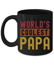 Worlds Coolest Papa Father&#39;s Day Coffee Mug Vintage Black Cup Retro Gift... - £14.76 GBP+