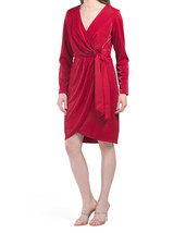 New Julia Jordan Red Faux Wrap Belted Drapped Sheath Dress Size 14 $149 - £52.03 GBP