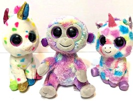Ty Beanie Boos Lot of 3 Zuri Monkey Harmonie Unicorn Wishful Unicorn Plush Small - £13.23 GBP