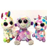 Ty Beanie Boos Lot of 3 Zuri Monkey Harmonie Unicorn Wishful Unicorn Plu... - £12.94 GBP