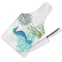 Seahorse Botanical Seaweed : Gift Cutting Board Ocean Animal Retro Vintage Art N - £23.16 GBP