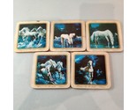 (5) VTG 3.75x3.75&quot; White Horses In The Moonlight Palmer Drink Table Coas... - $9.89
