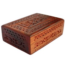 Beautiful Wooden Jewelry Box Wood Jewel Organizer Hand Carved For Women ... - £20.51 GBP