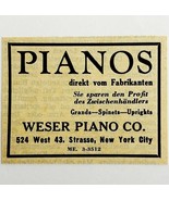 1945 WW2 German-USA Advertisement Weser Piano Company Instruments NYC C94B - $19.99