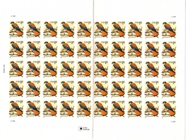 US Stamps 1999 1c Cent American Kestrel Sheet of 50 New - £5.49 GBP