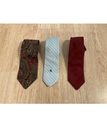 Lot of 3 Vintage Tie Christian Dior Monsieur Silk Fabric Red, Blue - $31.19