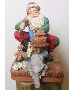 Santa in his Toy Shop Stocking Hanger / Holder Resin Hand Painted - $18.81