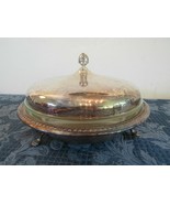 Sheffield Silver Plate Footed Round Covered Serving Dish Pyrex Insert 595 - £48.45 GBP