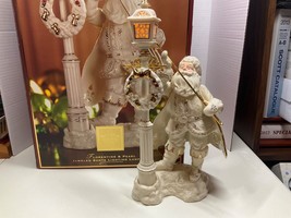 2003 Lenox Florentine &amp; Pearl Jeweled Santa Lighting Lamppost Oringial Box - £75.09 GBP